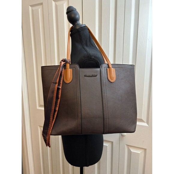 Unbranded Handbags - Montana West Tote Bags for Women Medium Top Handle Handbags with Scarf